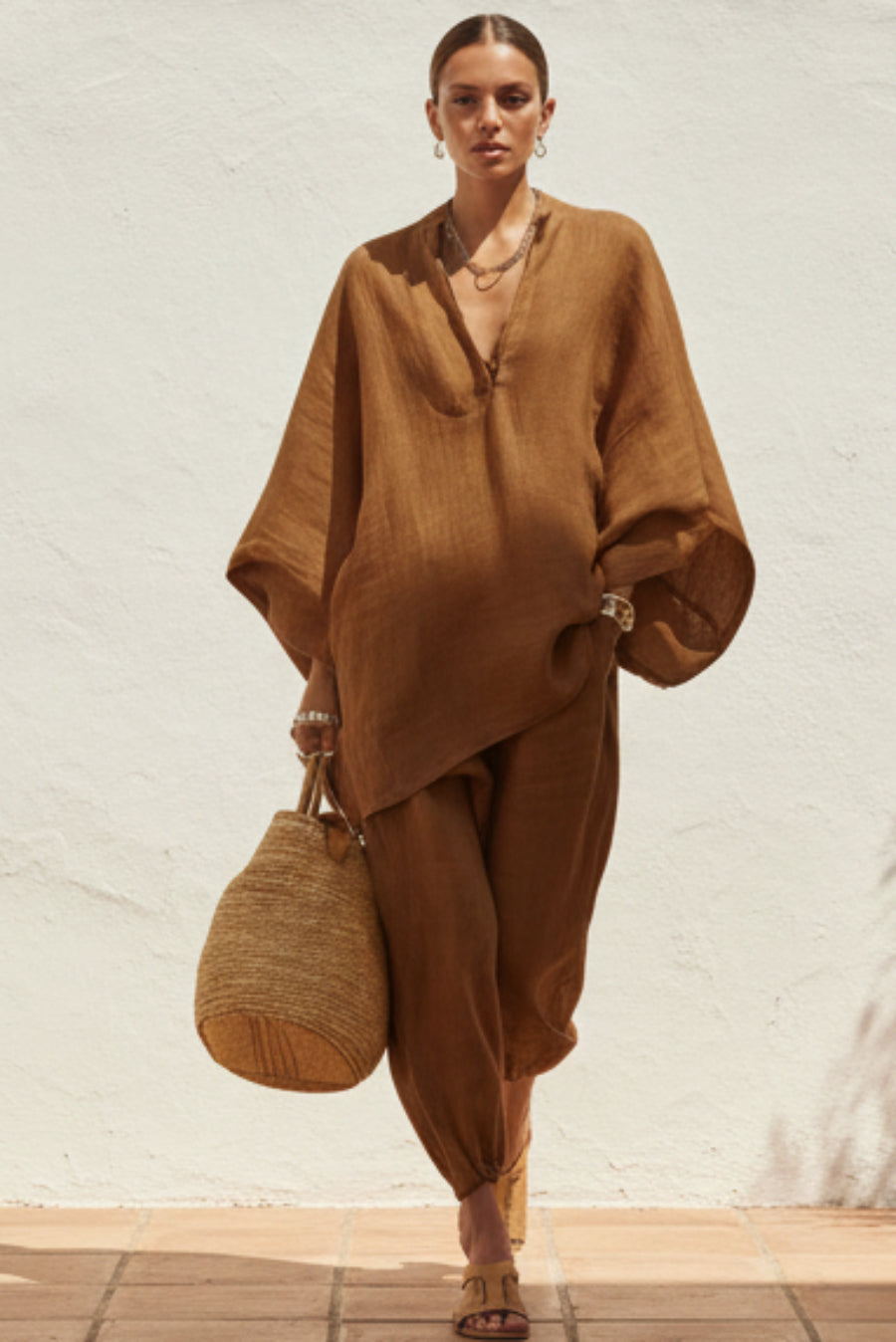 Women's Casual Loose Solid Color Shirt Set