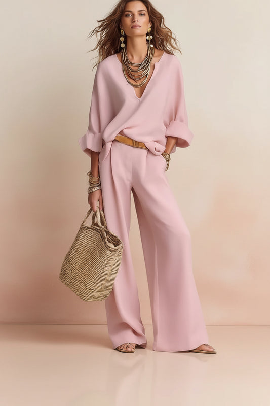 Fashionable Casual Linen Loose Vacation Set