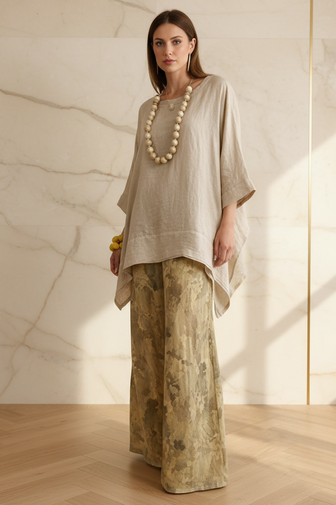 Irregular Hem Drop-Shoulder Top & Wide-Leg Pants Set | 3 Colors