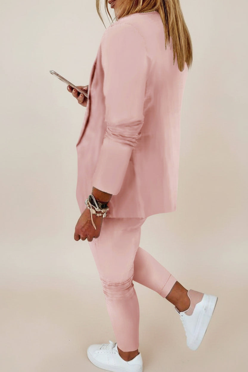 Women's Lapel Blazer & Drawstring Trousers OL Suit – 12 Colors