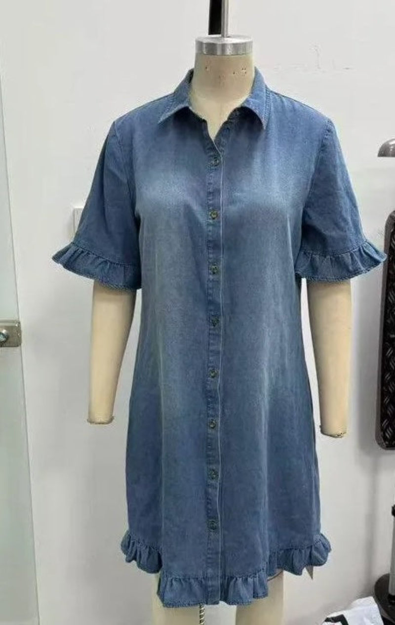 Women's Faux Denim Shirt Dress
