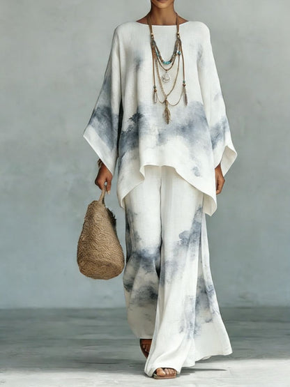 Floral Print Bamboo Linen Two-Piece Set