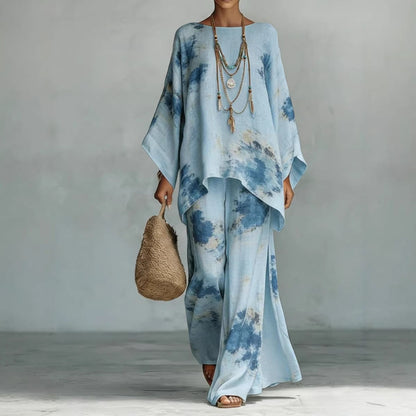 Floral Print Bamboo Linen Two-Piece Set