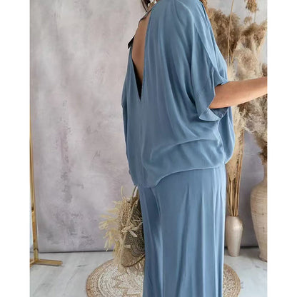 Women’s Lounge Set with Wide Leg Pant