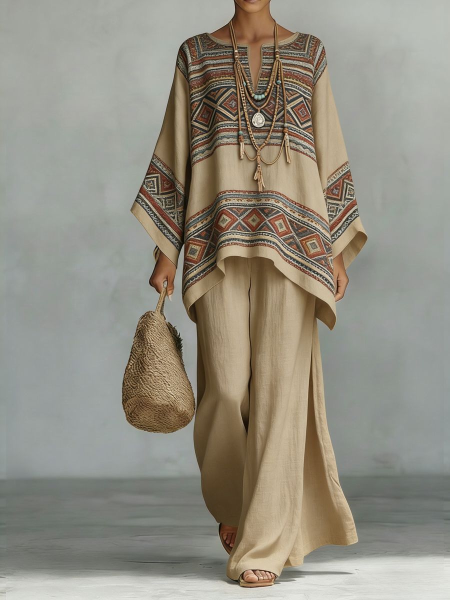 Floral Print Bamboo Linen Two-Piece Set