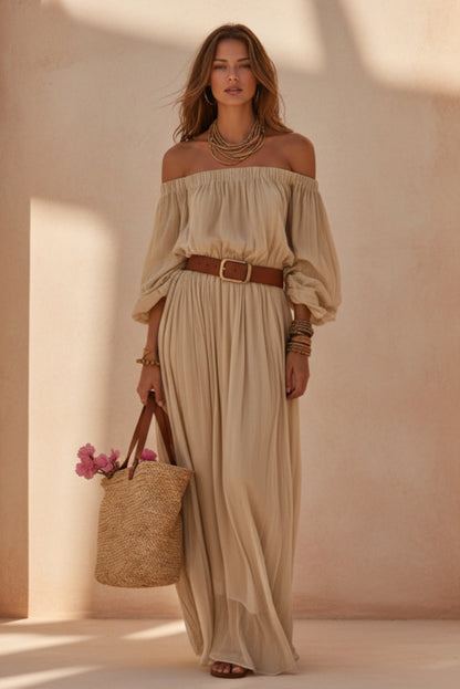 Womens Boat-Neck Sleeveless Casual Cotton-Linen Maxi Dress 