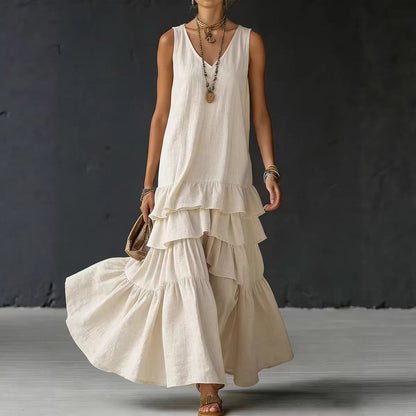 Women's Ice Silk Sleeveless Loose Maxi Dress – 6 Colors S–5XL