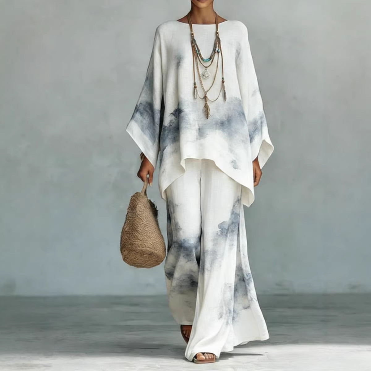 Floral Print Bamboo Linen Two-Piece Set