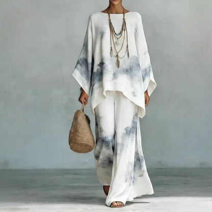 Floral Print Bamboo Linen Two-Piece Set