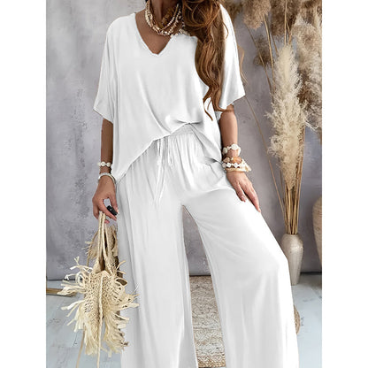 Women’s Lounge Set with Wide Leg Pant