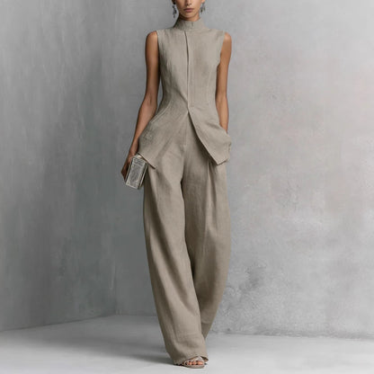 Women's Solid Color Sleeveless Top & Long Pants Two-Piece Set – 4 Colors XS–XXL