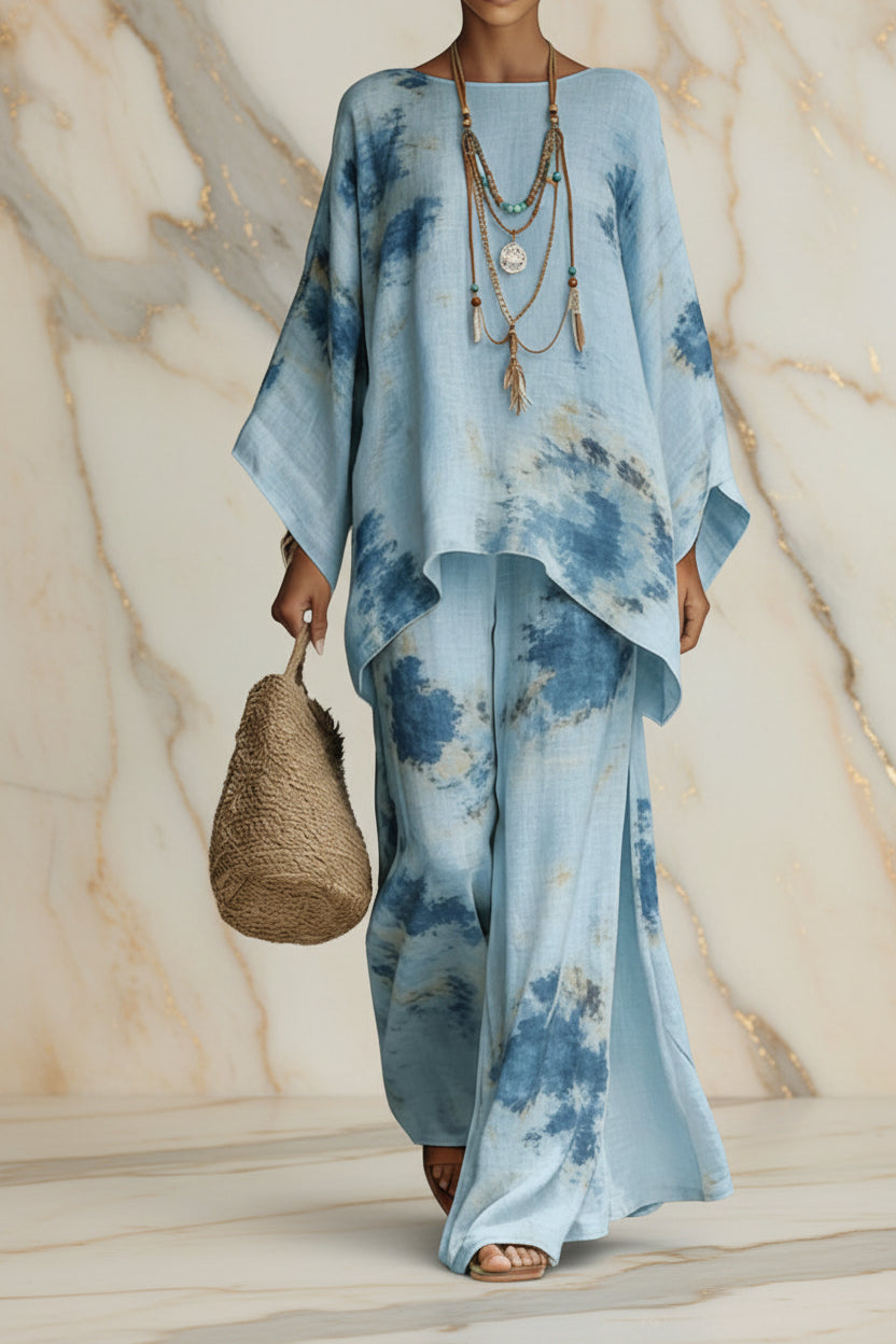 Floral Print Bamboo Linen Two-Piece Set
