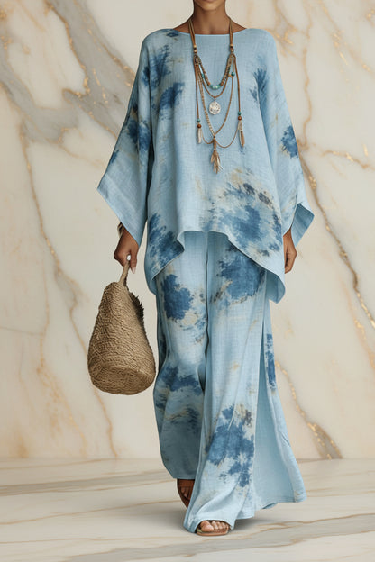 Floral Print Bamboo Linen Two-Piece Set