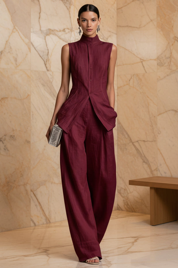 Women's Solid Color Sleeveless Top & Long Pants Two-Piece Set – 4 Colors XS–XXL
