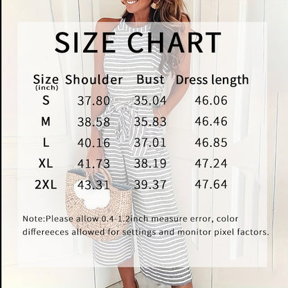 Casual Striped Jumpsuits Summer Cap Sleeve Wide Leg Jumper CJ US
