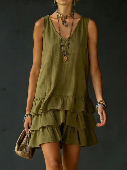 V-Neck Sleeveless Midi Dress – 5 Colors, S–2XL
