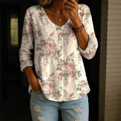 Women's Plus-Size Printed Cardigan – Boho Loose Fit 3/4 Sleeve Top