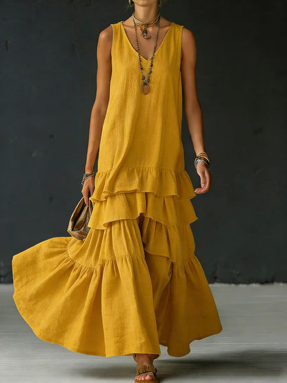 Women's Ice Silk Sleeveless Loose Maxi Dress – 6 Colors S–5XL