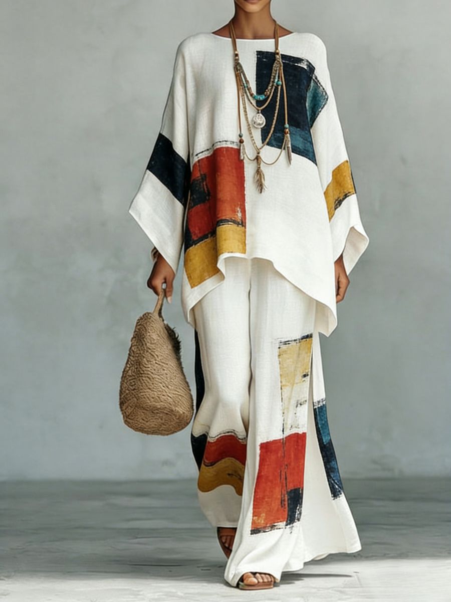 Floral Print Bamboo Linen Two-Piece Set