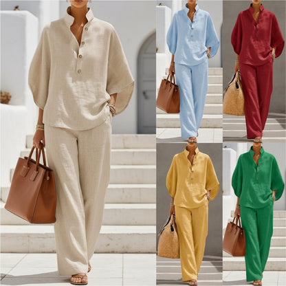 Women’s Casual Shirt and Full-Length Pants Set