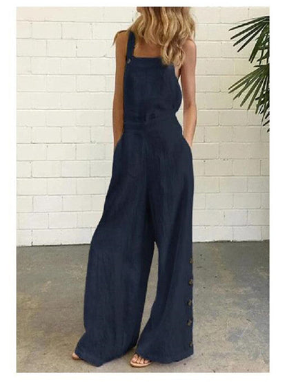 High-Waisted Sleeveless Wide-Leg Jumpsuit – 8 Colors, S–2XL