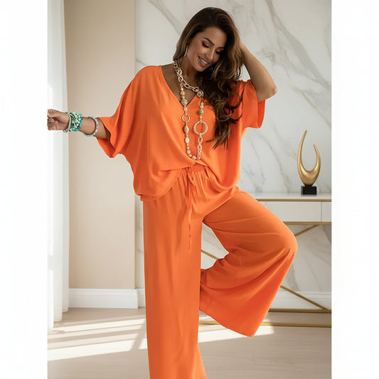 Women’s Lounge Set with Wide Leg Pant CJ