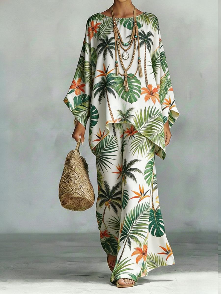 Floral Print Bamboo Linen Two-Piece Set