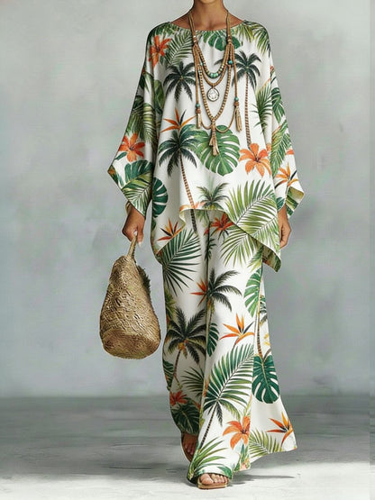 Floral Print Bamboo Linen Two-Piece Set