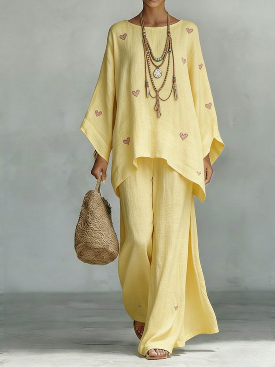 Floral Print Bamboo Linen Two-Piece Set