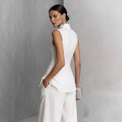 Women's Solid Color Sleeveless Top & Long Pants Two-Piece Set – 4 Colors XS–XXL