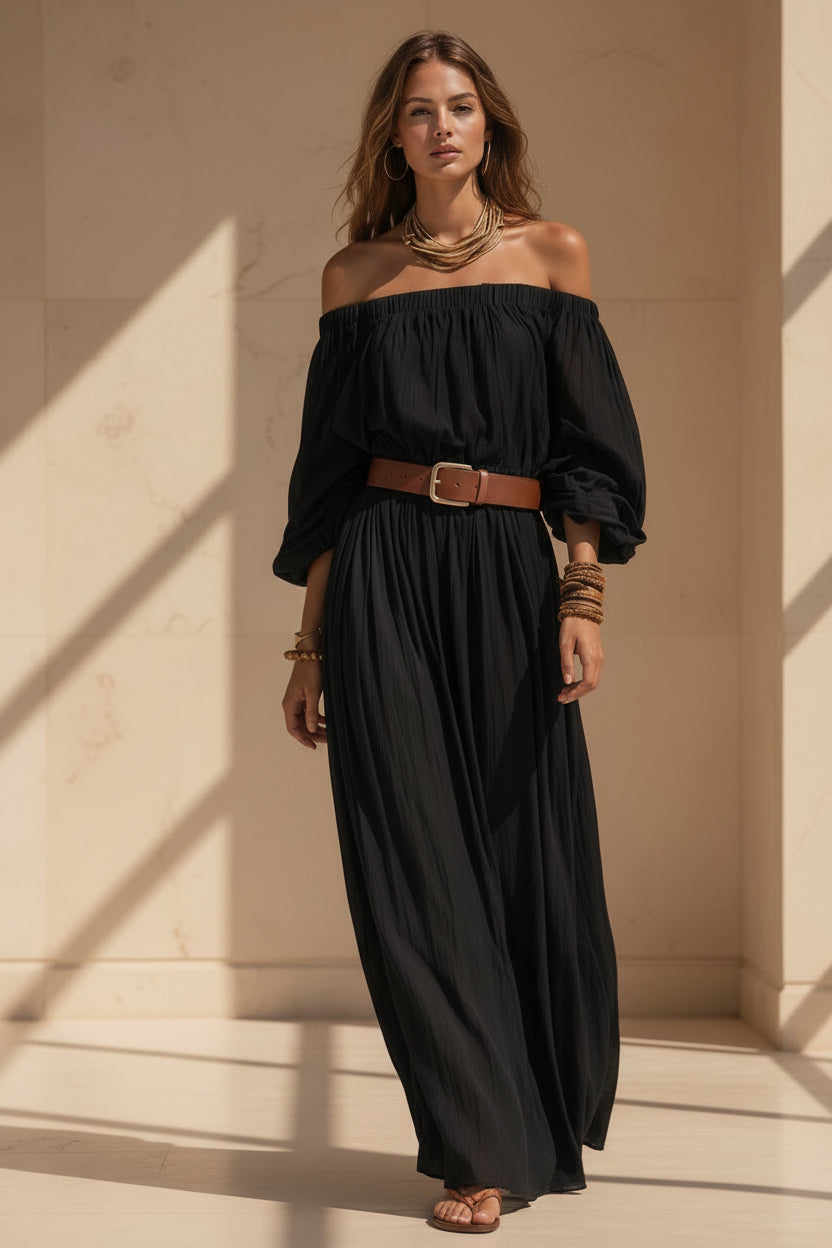 Womens Boat-Neck Sleeveless Casual Cotton-Linen Maxi Dress 