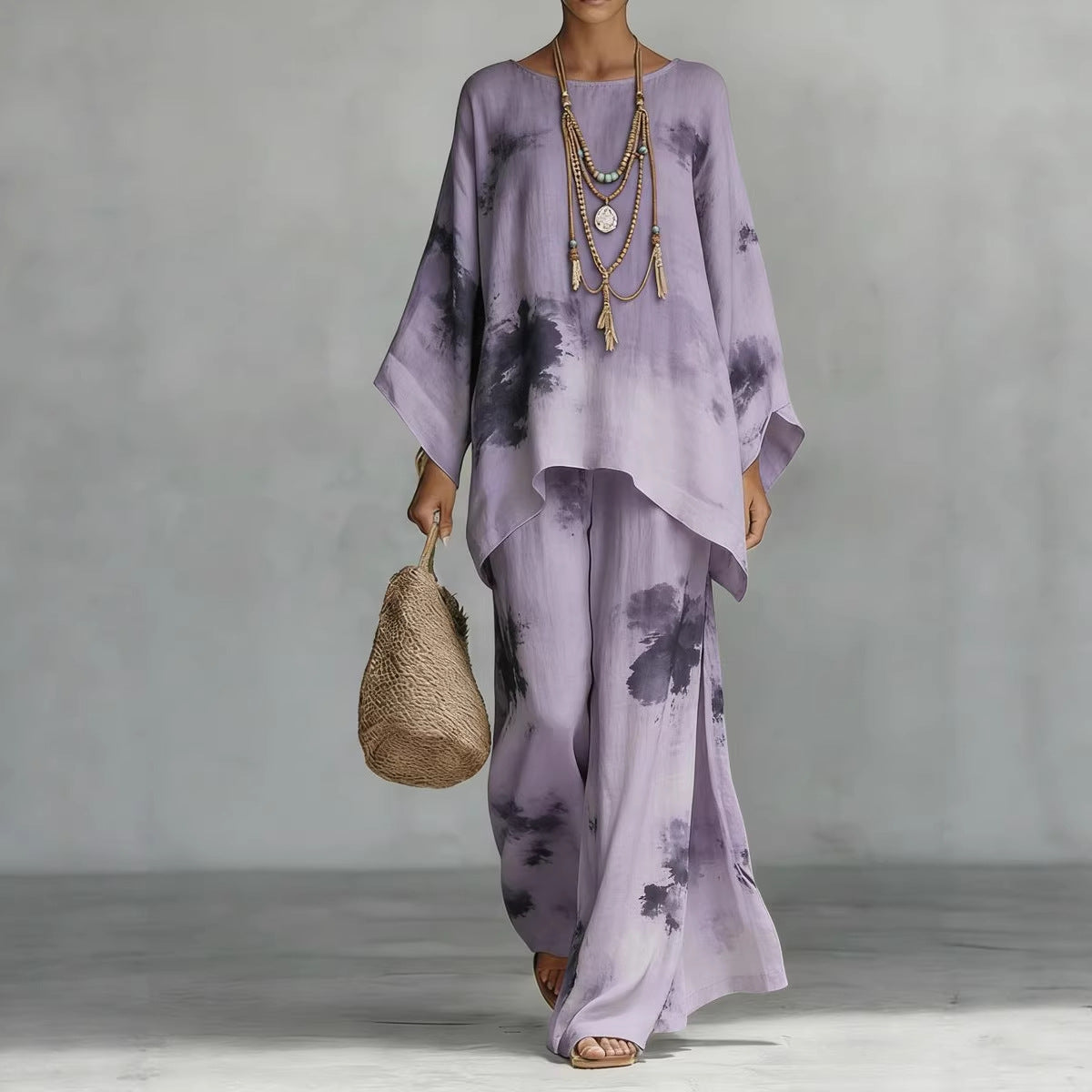 Floral Print Bamboo Linen Two-Piece Set