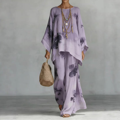 Floral Print Bamboo Linen Two-Piece Set