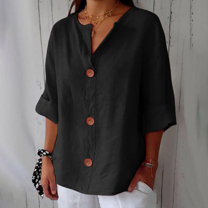 Women's V-Neck Buttoned Blouse