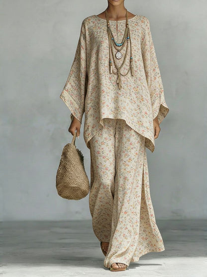 Floral Print Bamboo Linen Two-Piece Set