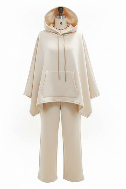 Women's Cape-Sleeve Hoodie & Wide-Leg Pants Resort Set