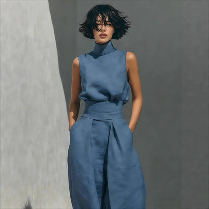 Women’s Two-Piece Set – Sleeveless Top & Wide-Leg Pants