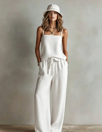 Women's Spaghetti Strap Cami Top & Wide-Leg Pants Two-Piece Set