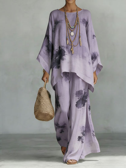 Floral Print Bamboo Linen Two-Piece Set
