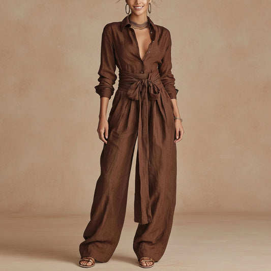 Solid-color High-waisted Short-sleeve Pants Fashion Casual Set 